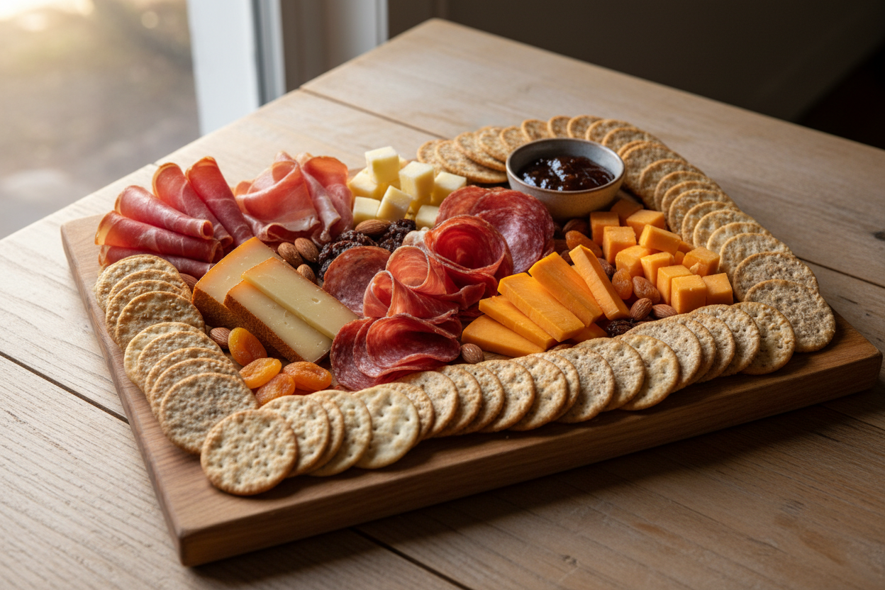 No Dill. Smoked Gouda, Cheddar cheese only. No Grapes. Sliced meats and crackers only.